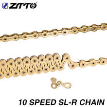 ZTTO 10s 10v Golden Bike Chain 10 Speed Bicycle Chains Hollow SL-R Gold 20s 30v 20v 30s SR SH HG System for MTB Road Bike 2024 - buy cheap