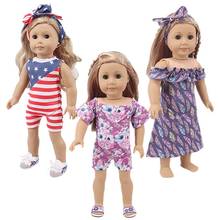 Vestido de menina, novo vestido fashion casual para bonecas estadunidenses de 18 m e 43 cm, presente para bebês recém-nascidos 2024 - compre barato
