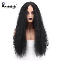 WonderLady Kinky Straight Lace Front Synthetic Hair Wigs Middle Part Lace Frontal Wigs For Black Women 24 Inch Cosplay Lace Wig 2024 - buy cheap