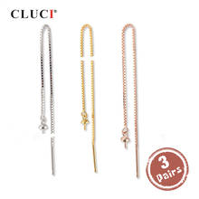 Женские серьги-протяжки CLUCI, 3 пары длинных сережек из стерлингового серебра 925 пробы с жемчугом, Ювелирное Украшение SE121SB 2024 - купить недорого