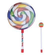 7.9 Inch Lollipop Shape Drum With Rainbow Color Mallet Music Rhythm Instruments Kids Baby Children Playing Toy Pack Of 10 2024 - купить недорого