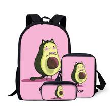 NOISYDESIGNS 3pcs School Bags Teenage Girls Cute Avocado Printing School Backpack Daypack Fashion Bagpack Custom Plecak Zestaw 2024 - buy cheap