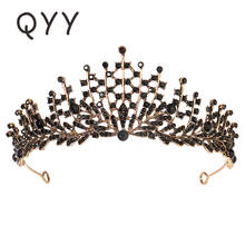 QYY Black Rhinestone Tiaras and Crowns Ancient Gold Crown for Women Accessories Party Hair Jewelry Headpiece Headwear Gift 2024 - buy cheap