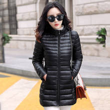 Slim Solid Women's Winter Long Down Jacket  Oversized Stand Collar Office Ladies Thin Down Coat Female 2021 Overcoat 2024 - buy cheap
