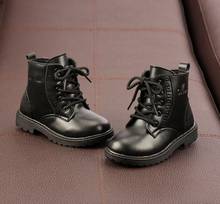 2019 Autumn/Winter Children Boots Boys Girls Leather Martin Boots Plush Fashion Waterproof Non-slip Warm Kids Boots Shoes 21-36 2024 - buy cheap