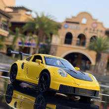 1:32 Porsches 911 RSR модель спортивного автомобиля из сплава, Литые металлические игрушечные автомобили, модель автомобиля, имитация звука светиль... 2024 - купить недорого