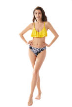 Transparent Female Beach Swimsuit Women Bikinis High Belt Sexy Bikini 2021 Yellow Swimwear 2 Piece Women 2024 - buy cheap