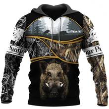 Fashion 3D Printed Boar Hunting Hoodie Harajuku Autumn Sweatshirt Unisex Casual Zip Jacket Tops 2024 - buy cheap