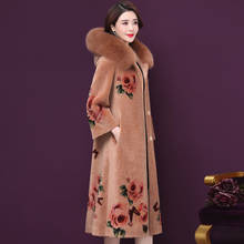 Fox imitation High-quality Women's Fur Coat 2022 New Winter Warm Hooded Fashion Printed Large size Women Fur Coat JK113 2024 - buy cheap