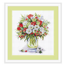 Plant Flowers Fishxx Home Hand Embroidery B1546 White Rose Vase Cross Stitch Kit Decorative Painting 2024 - buy cheap