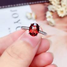 Elegant simple round Natural red garnet gem ring S925 silver natural gemstone ring girl women wedding party gift fine jewelry 2024 - buy cheap