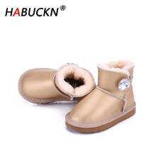 HABUCKN Australia children‘s Snow Boots Genuine Cowhide Leather Ankle Boots Warm Winter Boots Boy and girl shoes Diamond buckle 2024 - buy cheap