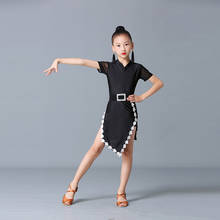 Vestido de dança infantil para meninas, vestido preto, festa, cosplay, tango, salsa, fantasia, para crianças 2024 - compre barato