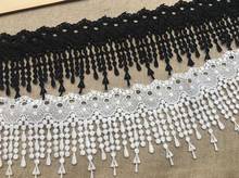 1 Yard White Black Embroidery Tassels Lace Fabric Trim Fringe Lace Ribbons DIY Sewing Garment Handmade Materials 2024 - buy cheap