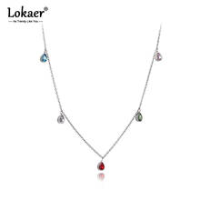 Lokaer Trendy Bohemia Titanium Stainless Steel Colorful CZ Crystal Charm Choker Necklace Beach Pendant Necklace For Women N19181 2024 - buy cheap