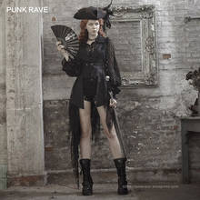 Chaqueta de estilo PUNK RAVE Steampunk para mujer, abrigo negro asimétrico de Moda Gótica, Sexy, para fiesta y Club, decoración de encaje 2024 - compra barato