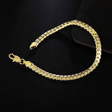 fashion 18k Gold plated 925 Sterling Silver 5MM Men Jewelry charm women lady chain Bracelets free shipping wedding party gifts 2024 - buy cheap