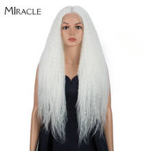 Miracle-Peluca de encaje sintético para mujer, postizo de 32 pulgadas, color rubio, blanco, rizado, degradado, para Cosplay, color rosa y negro 2024 - compra barato