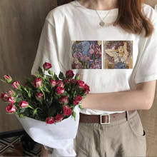 Женская Винтажная Футболка Alphonse, свободная футболка с принтом масляной живописи, в стиле Харадзюку, лето 2021 2024 - купить недорого