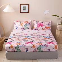 Pink Butterfly Fly Pirnted Fitted Sheet Women Girls Bed Sheet With Elastic Rubber Band Twin Full Queen King Mattress Cover 1pc 2024 - buy cheap
