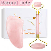 Gua Sha-Rodillo de Jade Natural para masaje Facial, herramientas de Lifting Facial, cuerpo, cuello, adelgazamiento de la piel, juego de piedras para amantes de la belleza 2024 - compra barato