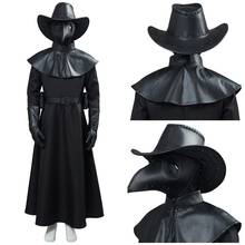 Fast delivery Kids Plague Doctor Cosplay Costume Hat Leather Black Gown Uniform Halloween Carnival Horror Fancy Dress boy gift 2024 - buy cheap