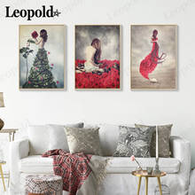 Abstract Character Canvas Poster Beautiful Rose Flower Girl Painting Wall Art Modern Nordic Living Room Home Decoration 2024 - buy cheap