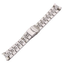 Carlywet-pulseira de relógio para seiko, fecho prateado com encaixe sólido curvado e duplo empurrar, 22mm 2024 - compre barato