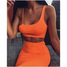 Spaghetti Straps Sexy Hollow Out Camis Tops Skirt 2 Two Piece Set Summer Backless Solid Package Hip Skirt Sets Party Streetwear 2024 - buy cheap