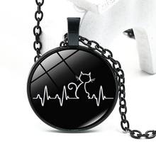 2020 New Accessories Cat Is My Heartbeat 3 Color Retro Necklace Jewelry Glass Convex Round Personality Pendant Jewelry Gift 2024 - buy cheap