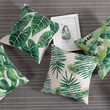 Decorative Throw Pillow Case Cover Green Plant Leaf Plam Cushion Cover For Sofa Chair Office Capa De Almofadas 45x45cm 2024 - buy cheap