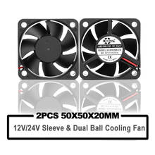 SXDOOL-mini ventilador de refrigeración de doble rodamiento, 5cm, 24V DC 12V, 2 pines, 5020, 50x50x20mm, 2 uds. 2024 - compra barato