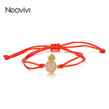 Neovivi Micro Pave White Zircon Pineapple Charm Bracelet Red Black Rope String Bracelets Women Weaving Jewelry Party DIY Gifts 2024 - buy cheap