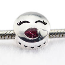 Kiss charm-pulseira de prata esterlina original para mulheres, contas com esmalte, personalização europeia, faça você mesmo, fabricação de joias 2024 - compre barato