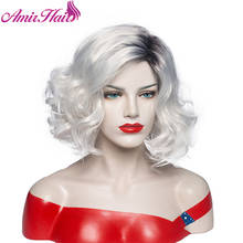 Amir Hair Short Wavy Synthetic Wigs Ombre Blonde Platinum Brown Afro Wig With Highlights Heat resistant for Women Black Cospaly 2024 - buy cheap