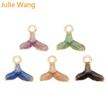 Julie Wang 5PCS Enamel Mermaid Whale Tail Charms Multicolor Gold Tone Bracelet Necklace Alloy Jewelry Making Accessory 2024 - buy cheap