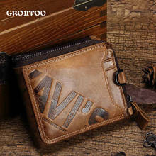 GROJITOO Genuine cowhide men's short wallet fashion casual zipper wallet open multi-functional coin purse  Male Pocke 2024 - buy cheap