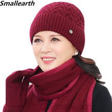 New Winter Women Rabbit Fur Hat Scarf Glove Set Warm Wool Knitted Plush Scarf 3pcs Set Crochet Bonnet Mom Cap Thick Fleece Shawl 2024 - buy cheap