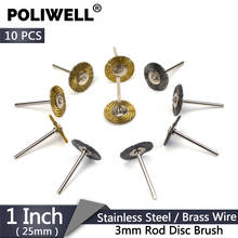 Poliwell-disco com 10 peças para remoção de ferrugem, disco redondo de escova para polir fios de aço, 3mm, escova de fio de bronze, ferramenta rotativa 2024 - compre barato