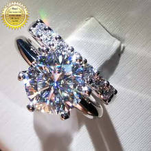 14K Au585 White Gold Ring 1.2.3.4.5Carat  DVVS color Round cut Moissanite Diamond Ring Bridal Sets Trend 2024 - compre barato