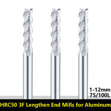 BEYOND alargar-fresas de aluminio HRC50, cortador de fresado de corte CNC de acero de aleación de tungsteno de 1-12mm, 3 ranuras, 75, 100 de largo 2024 - compra barato