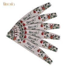 Pulidor de uñas profesional, accesorios de manicura con estampado de flor rosa, papel de lija gris, 5 uds. 2024 - compra barato