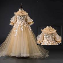 Kids Pageant Princess Dress Baby Girl First Communion Vestidos Children Wedding Evening Bridesmaid Tulle Dresses with Long Tail 2024 - buy cheap