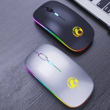 Mouse sem fio luminoso e recarregável, mouse para pc e computador, modo duplo bluetooth, 50% de desconto 2024 - compre barato