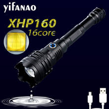 Самый мощный светодиодный фонарик Xlamp XHP160, 16 ядер, 10000 мАч, тактический фонарь с зарядкой от Usb, водонепроницаемость IPX5, внешний аккумулятор 2024 - купить недорого