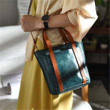 Original handmade vegetable tanned genuine leather handbag top layer cowhide shoulder small satchel literary female bag 2024 - buy cheap
