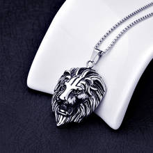 Hot sale 316L stainless steel lion head pendant necklace punk hip-hop rock jewelry for men drop shipping 2024 - buy cheap