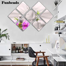 7 peças 5d faça você mesmo pintura de diamante completo exame cão de garra mosaico bordado diamante buda pedra de orquídea zen strass decoração ff4322 2024 - compre barato