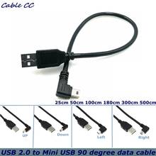 Cable de datos USB 2,0 macho a Mini USB B Tipo 5 pines, 90 grados arriba, abajo, izquierda y derecha, macho, 0,25 m/0,5 m 2024 - compra barato