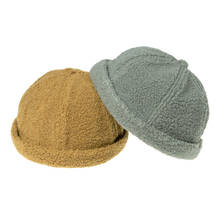 Sombrero de lana de cordero para hombre, gorro de calavera estilo Retro, ajustable, sin ala, estilo Hip Hop, para invierno 2024 - compra barato